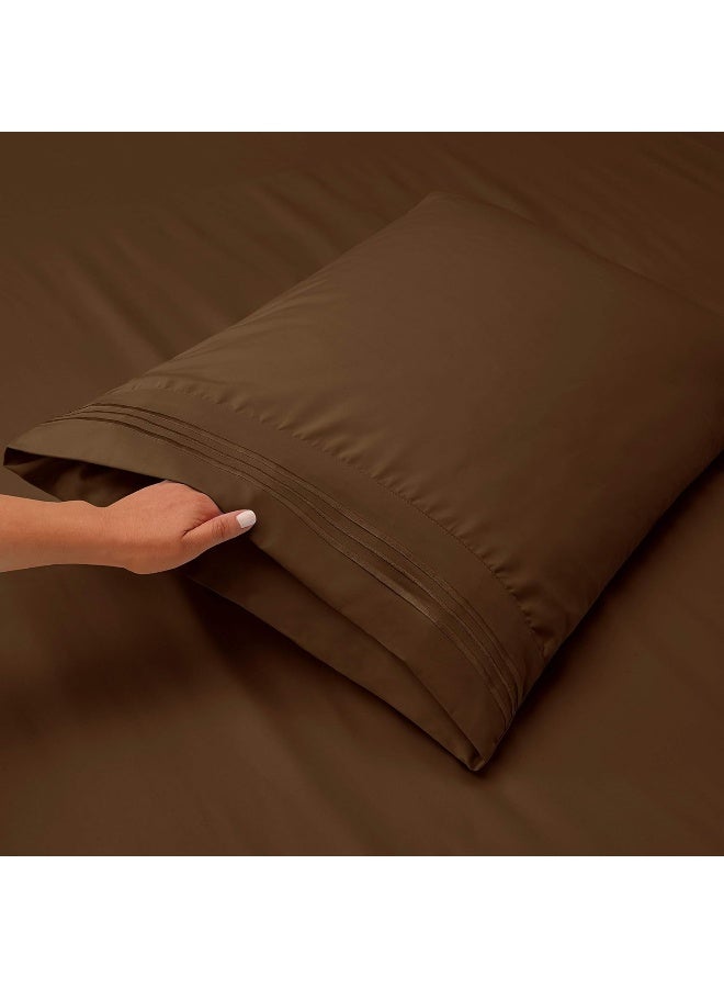 Nestl Nestl 7-Piece King Duvet Cover and Bed Sheet Set - Chocolate Brown  - Image 4