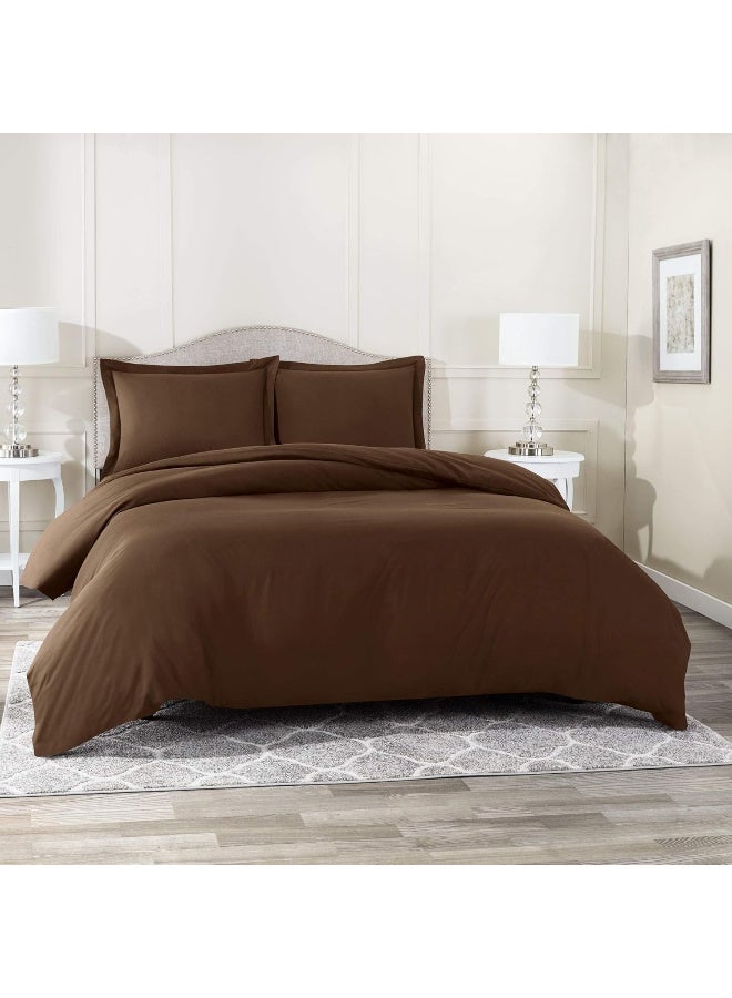Nestl Nestl 7-Piece King Duvet Cover and Bed Sheet Set - Chocolate Brown  - Image 1