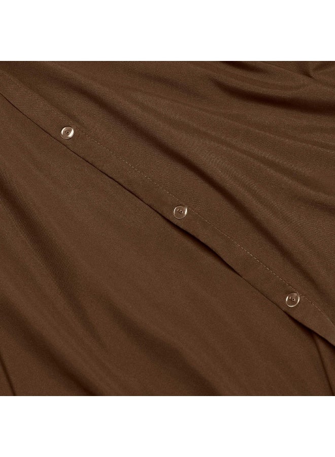 Nestl Nestl 7-Piece King Duvet Cover and Bed Sheet Set - Chocolate Brown  - Image 3