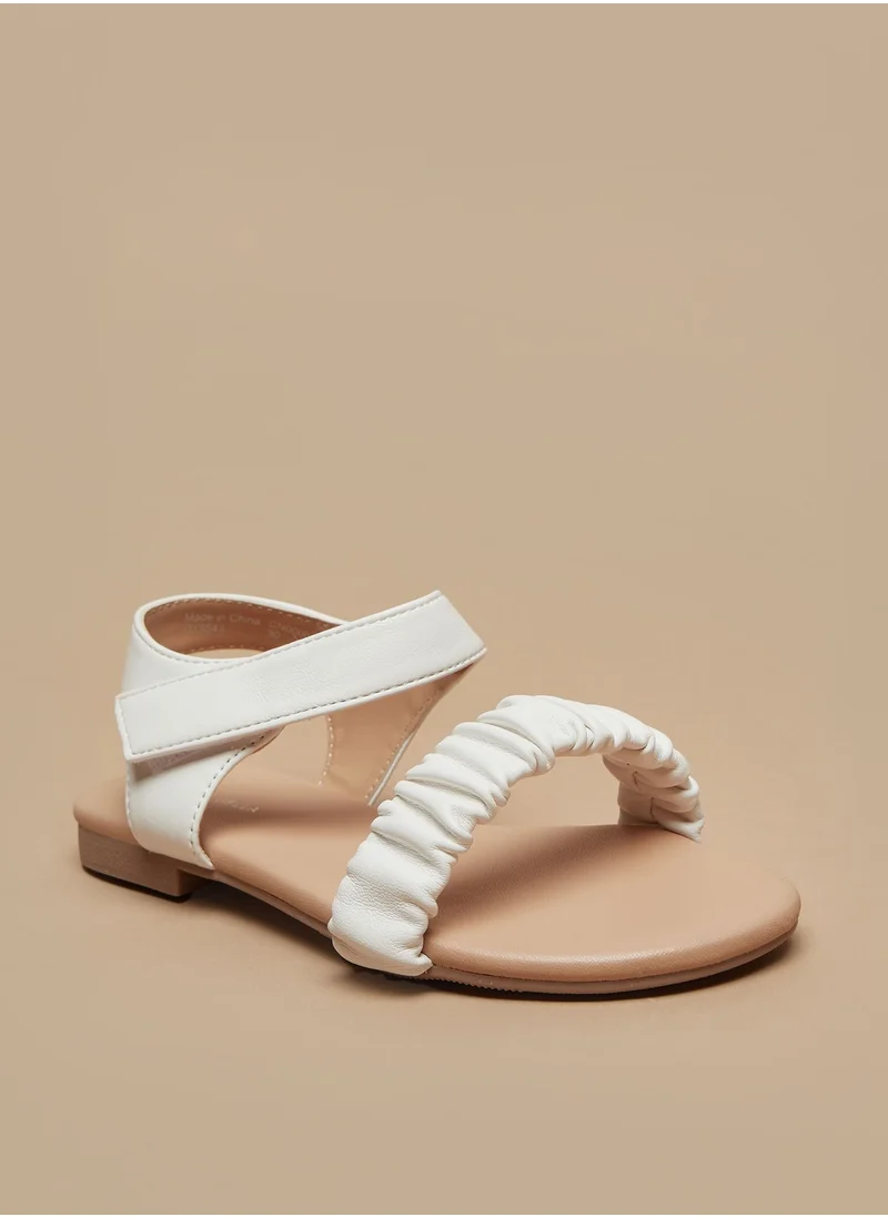 Flora Bella By Shoexpress Girls Ruched Strap Sandals with Hook and Loop Closure