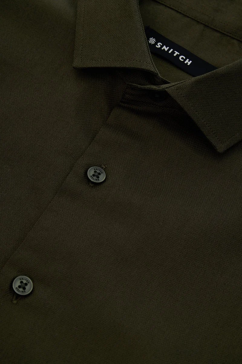 Snitch Olive 100% Cotton Slim Fit Shirt for Men | Best Price UAE