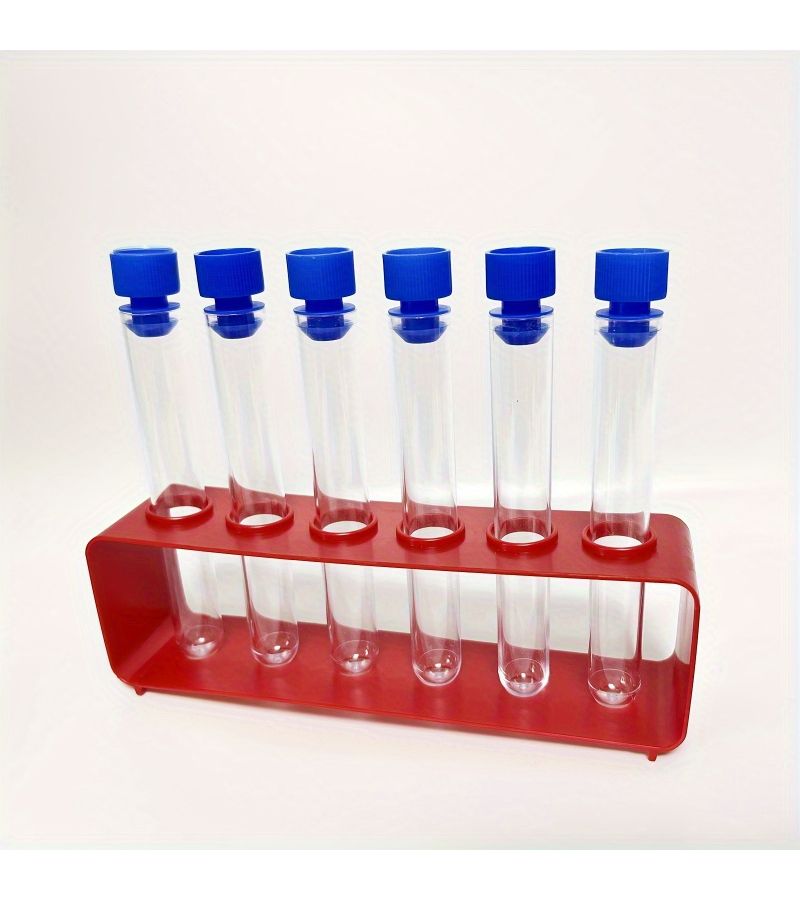 Blue Durable Plastic Test Tube Set 7pcs with Holder Lab Experiment Science Research - Image 3