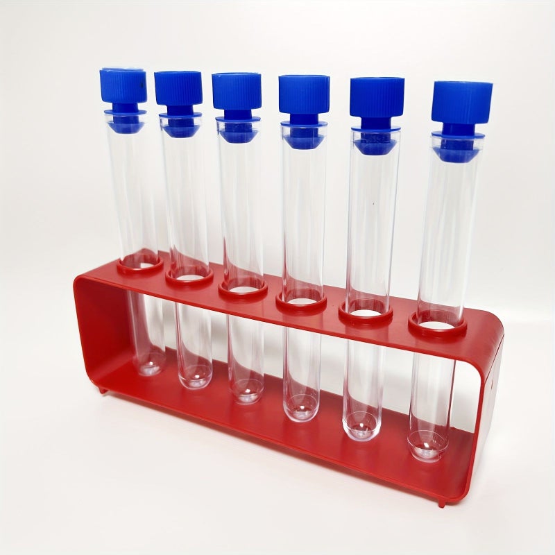 Blue Durable Plastic Test Tube Set 7pcs with Holder Lab Experiment Science Research - Image 1