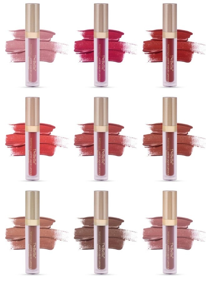 دي بيلي مجموعة أحمر شفاه سائل مطفي من ديبيل ماجستيك، رقم 9 | غني بحمض الهيالورونيك وزبدة الشيا | مقاوم للتلطخ | يدوم 7 ساعات | 31.5 مل | 3.5 مل لكل لون | - Image 1