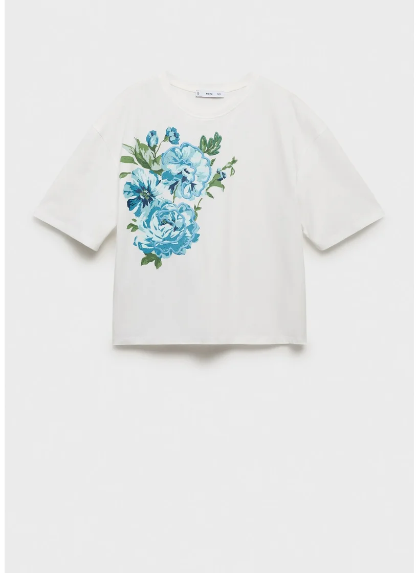 مانجو Floral-Print Cotton T-Shirt