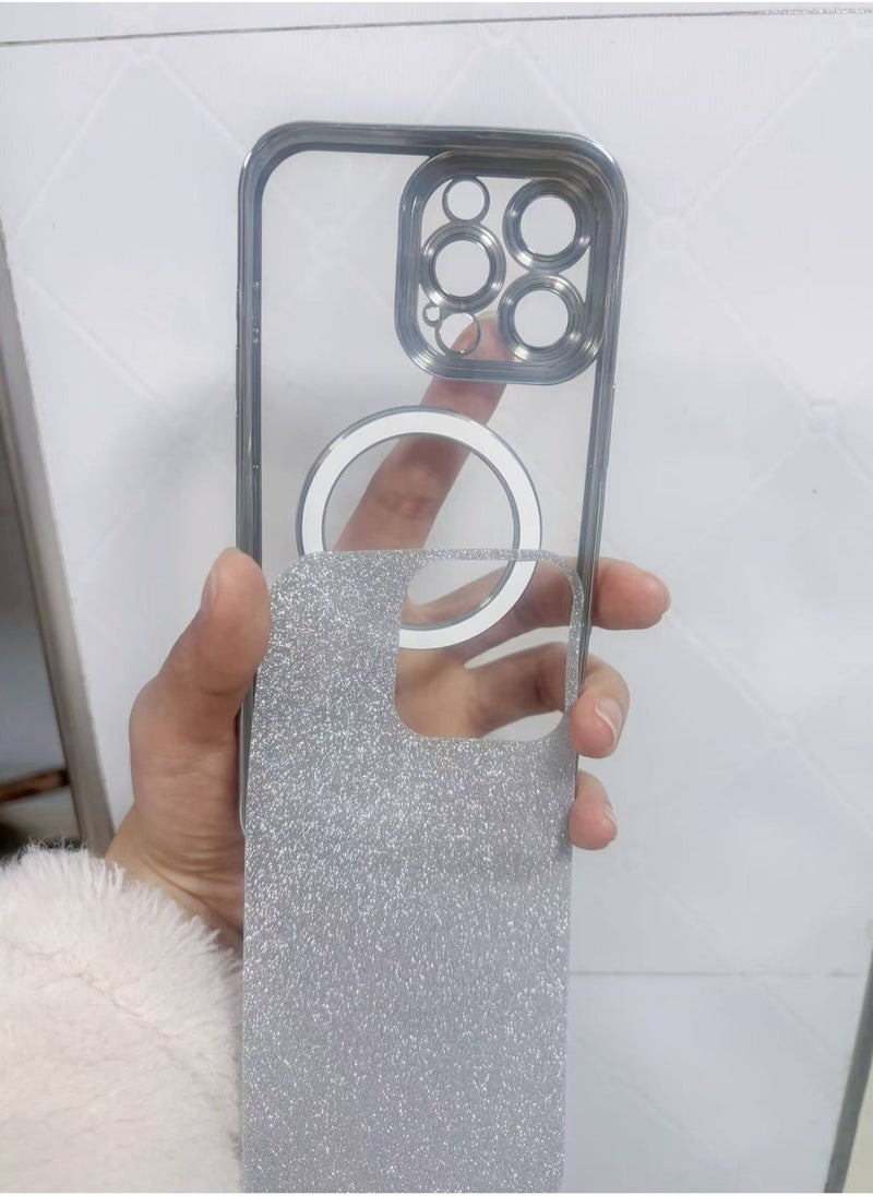Generic - iPhone 16 Pro max Case Clear Magnetic Glitter Phone Case [MagSafe Compatible] Full Camera Lens Protector Ultra Thin Gradient Glitter Luxury Plating Shock Resistant Case Ladies - Image 1