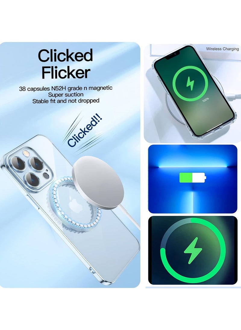 Generic - iPhone 16 Pro max Case Clear Magnetic Glitter Phone Case [MagSafe Compatible] Full Camera Lens Protector Ultra Thin Gradient Glitter Luxury Plating Shock Resistant Case Ladies - Image 1