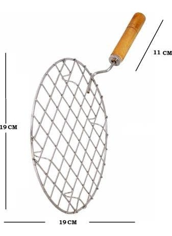 FINALITY finality Stainless Steel Small Papad Roaster Chapati Roti Jali With Wooden Hendel Pack Of 2  - Image 3