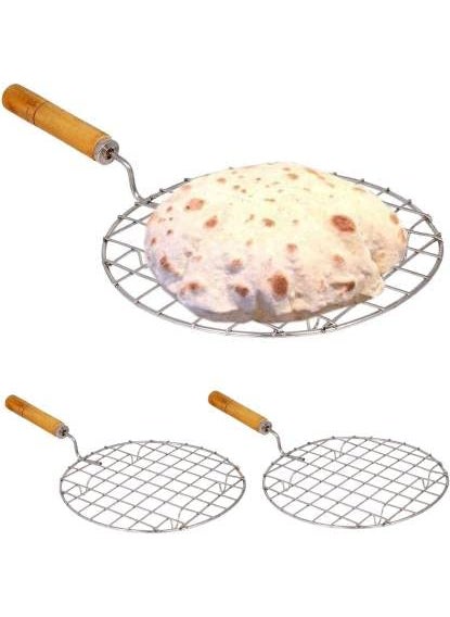 FINALITY finality Stainless Steel Small Papad Roaster Chapati Roti Jali With Wooden Hendel Pack Of 2  - Image 1