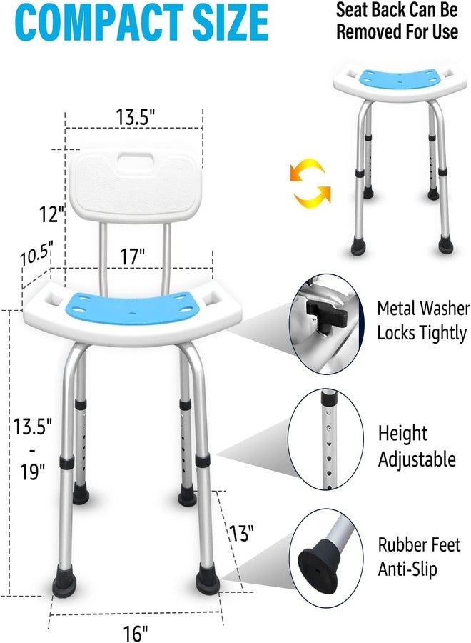 Meneflix Heavy Duty Shower Chair, 227kg Capacity, Padded Bath Seat with Free Assist Grab Bar - Image 3