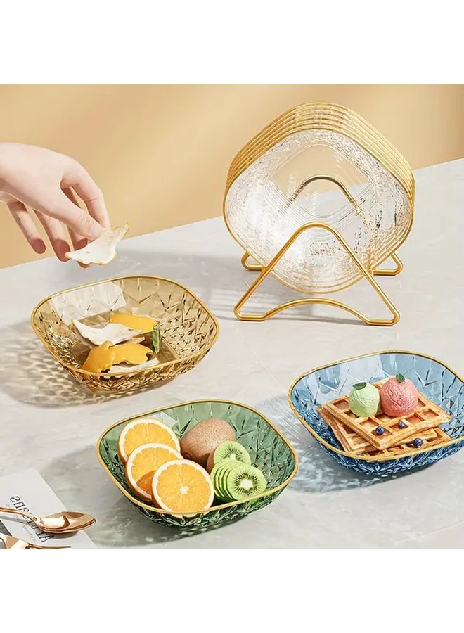 Green Square Snack Plates Set Of 5 Golden Trim Plastic Serving Trays For Appetizers Desserts - Image 5