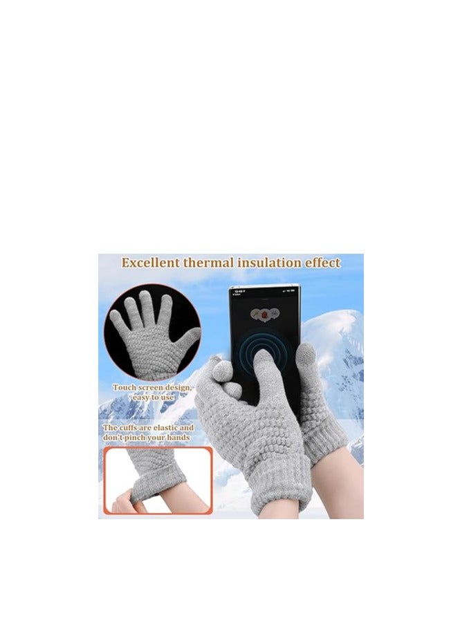 Women's Touch Screen Gloves, Men Touchscreen Mittens, Warm Winter Gloves, Daily Wear Touchscreen Gloves, Plush Elastic Cuffs Knit Gloves, Winter Warmth Accessories, for Driving Cycling 4 Pairs - Image 2