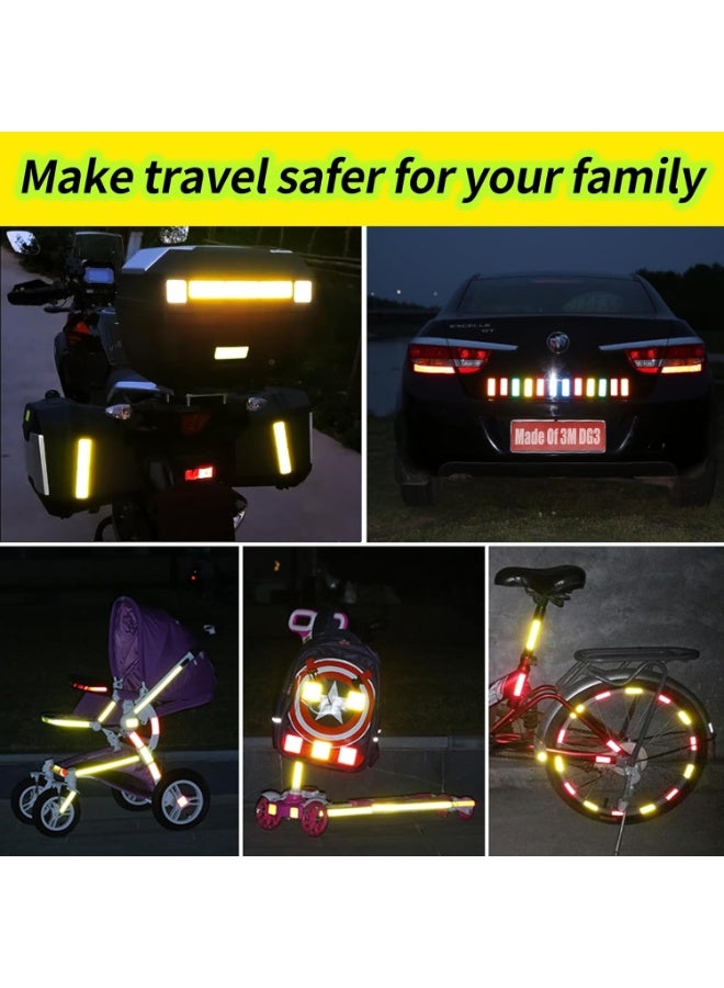 صن سباير ملصقات عاكسة مصنوعة من 3M DG3، عاكس فائق، شريط عاكس آمن للسيارة والمقطورة والشاحنة والدراجة النارية، 30 قطعة، أصفر-أخضر فلوري مقاوم للماء للاستخدام الخارجي 3.15 بوصة × 1.18 بوصة - Image 3