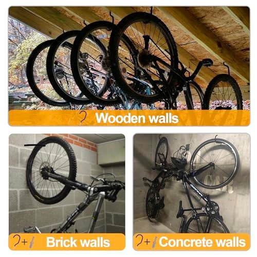KURUI Heavy Duty Screw in Hooks for Hanging, 12 Pack Bike Hooks for Garage Wall with Screw Anchors, Wall Mount Bicycle Storage for Ceiling, Large Black Plant Hooks for Ceiling - Image 5