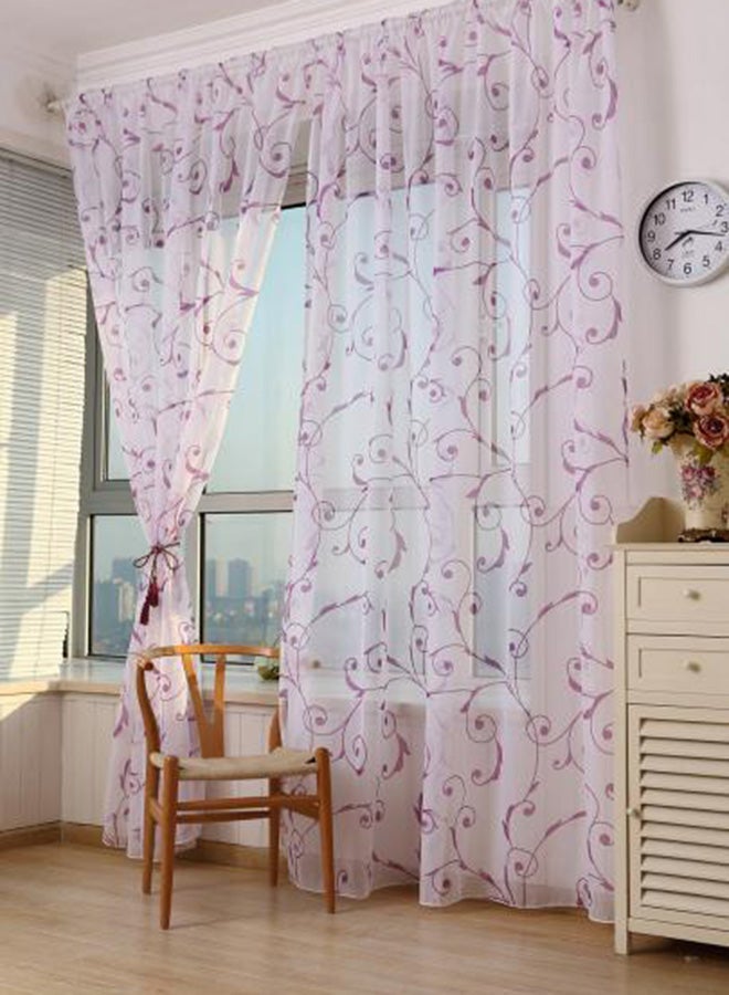 NIBEMINENT Window Screens Door Balcony Curtain Panel Sheer Cover White/Purple - Image 1