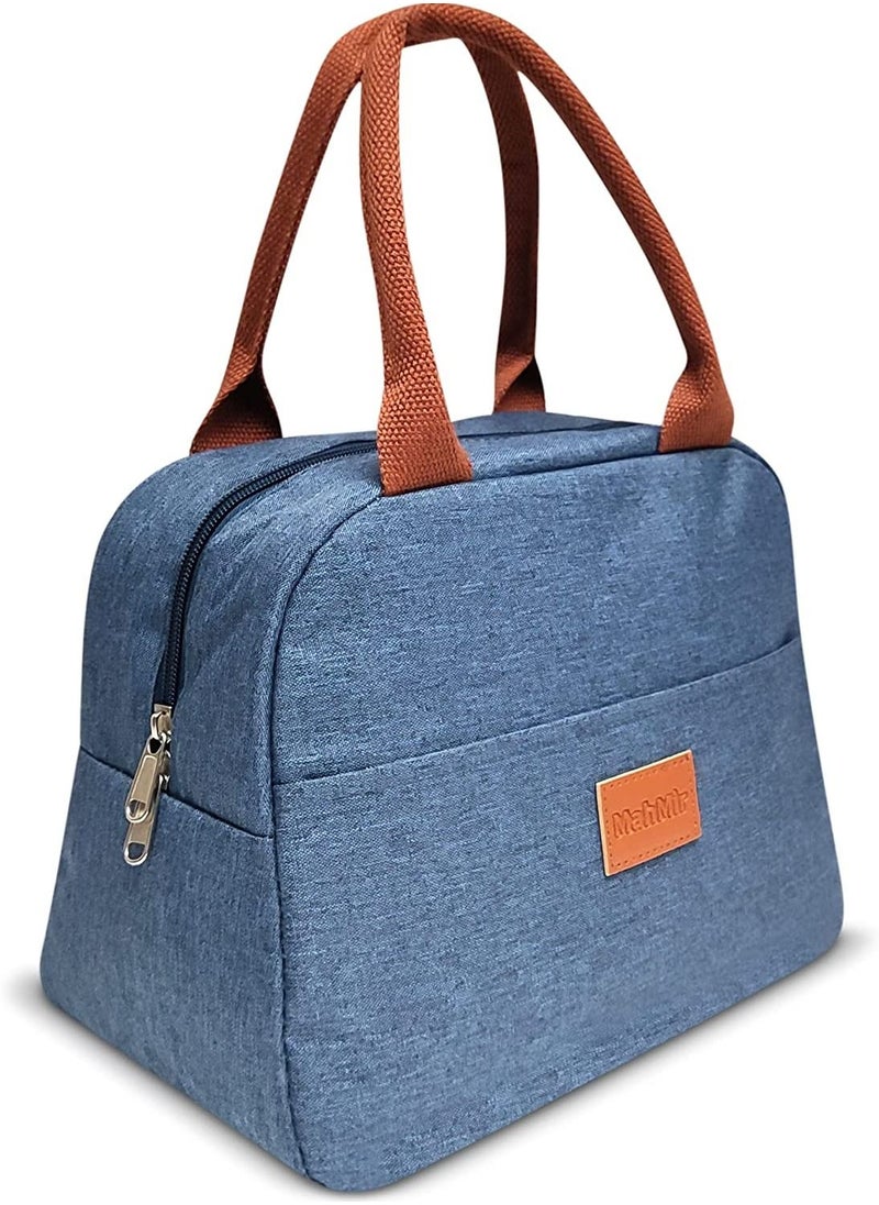 MahMir - Insulated Lunch Bag for Men Women Kids with Strap Handles Wide Open Easy to Clean Insulated Lunch Bag Box for Office Work School Picnic Travel, Leakproof Thermal Cooler Insulated Lunch Blue - Image 1