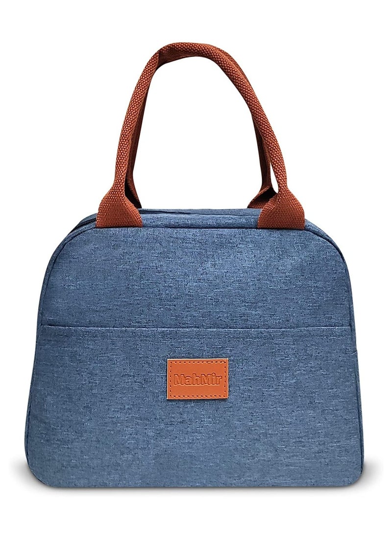 MahMir - Insulated Lunch Bag for Men Women Kids with Strap Handles Wide Open Easy to Clean Insulated Lunch Bag Box for Office Work School Picnic Travel, Leakproof Thermal Cooler Insulated Lunch Blue - Image 1