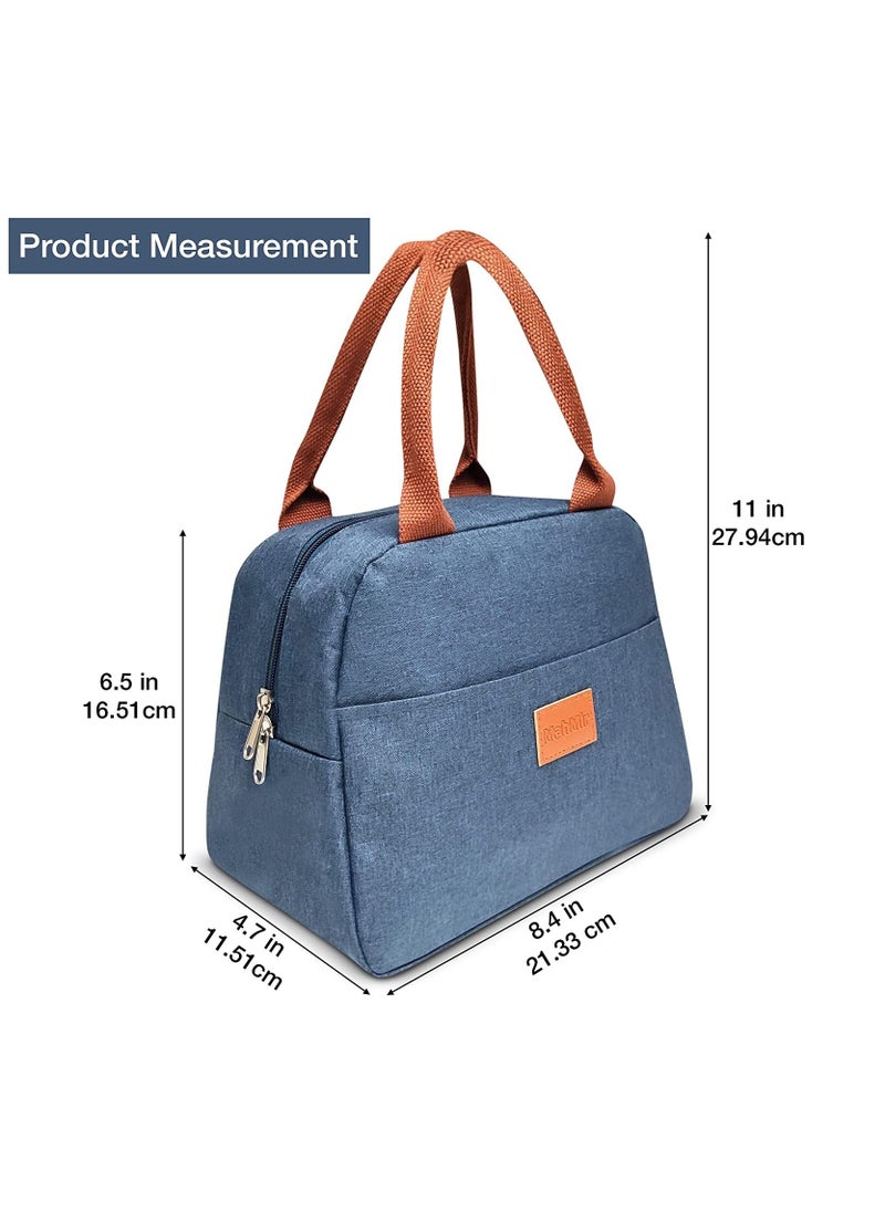 MahMir - Insulated Lunch Bag for Men Women Kids with Strap Handles Wide Open Easy to Clean Insulated Lunch Bag Box for Office Work School Picnic Travel, Leakproof Thermal Cooler Insulated Lunch Blue - Image 1