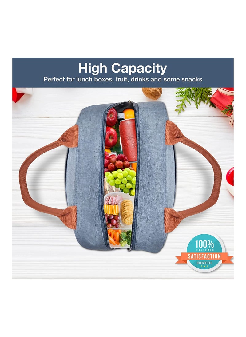 MahMir - Insulated Lunch Bag for Men Women Kids with Strap Handles Wide Open Easy to Clean Insulated Lunch Bag Box for Office Work School Picnic Travel, Leakproof Thermal Cooler Insulated Lunch Blue - Image 1