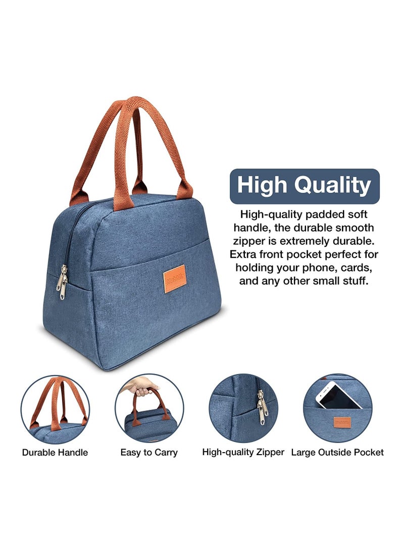 MahMir - Insulated Lunch Bag for Men Women Kids with Strap Handles Wide Open Easy to Clean Insulated Lunch Bag Box for Office Work School Picnic Travel, Leakproof Thermal Cooler Insulated Lunch Blue - Image 1