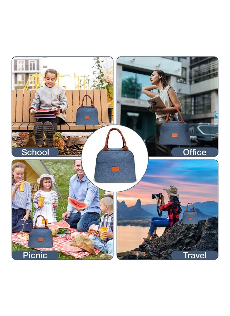 MahMir - Insulated Lunch Bag for Men Women Kids with Strap Handles Wide Open Easy to Clean Insulated Lunch Bag Box for Office Work School Picnic Travel, Leakproof Thermal Cooler Insulated Lunch Blue - Image 1