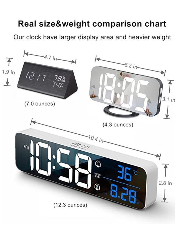 MIRFA - Digital Clock, Alarm Clock for Bedroom, Digital Clock Large Display, Digital Alarm Clock, Date &Temp Display Digital Wall Clock, 10.4 inch - Image 1