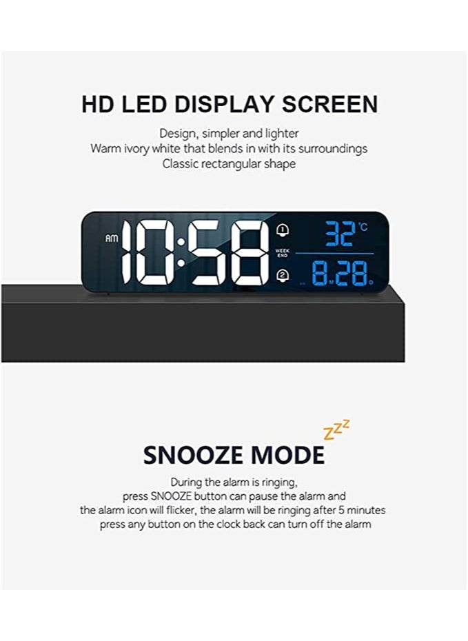 MIRFA - Digital Clock, Alarm Clock for Bedroom, Digital Clock Large Display, Digital Alarm Clock, Date &Temp Display Digital Wall Clock, 10.4 inch - Image 1
