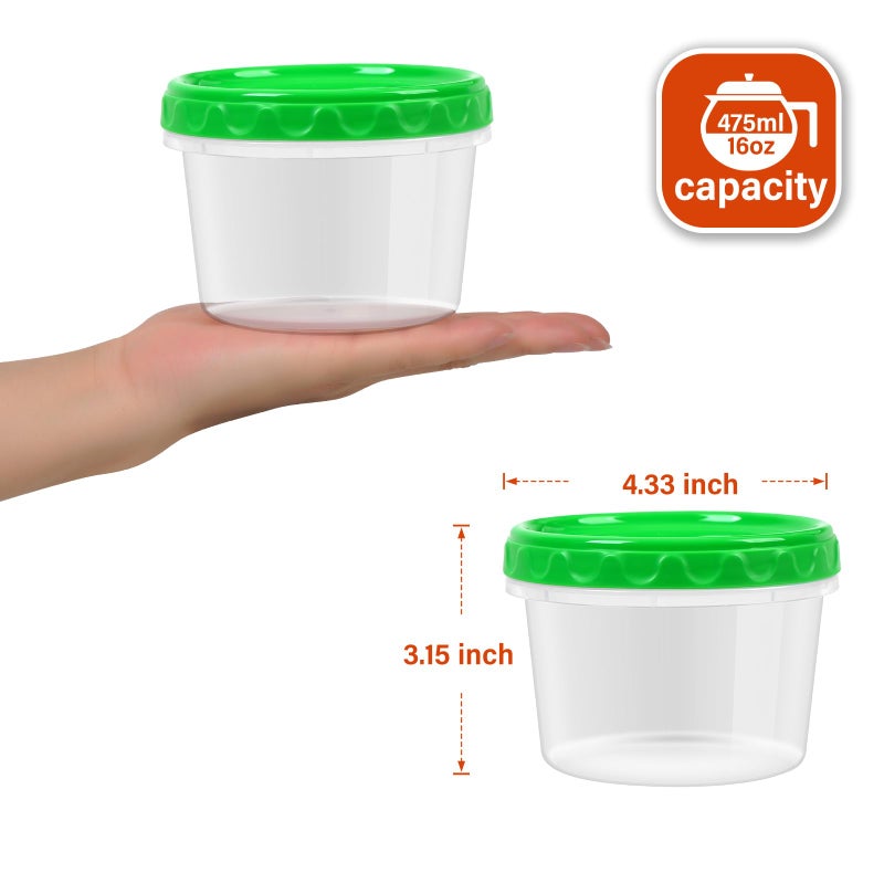 EONJOE 16 oz Plastic Freezer Containers with Lids 2 Cup Food Storage Container BPA Free Stackable Airtight Dishwasher Safe 12 Pack - Image 2