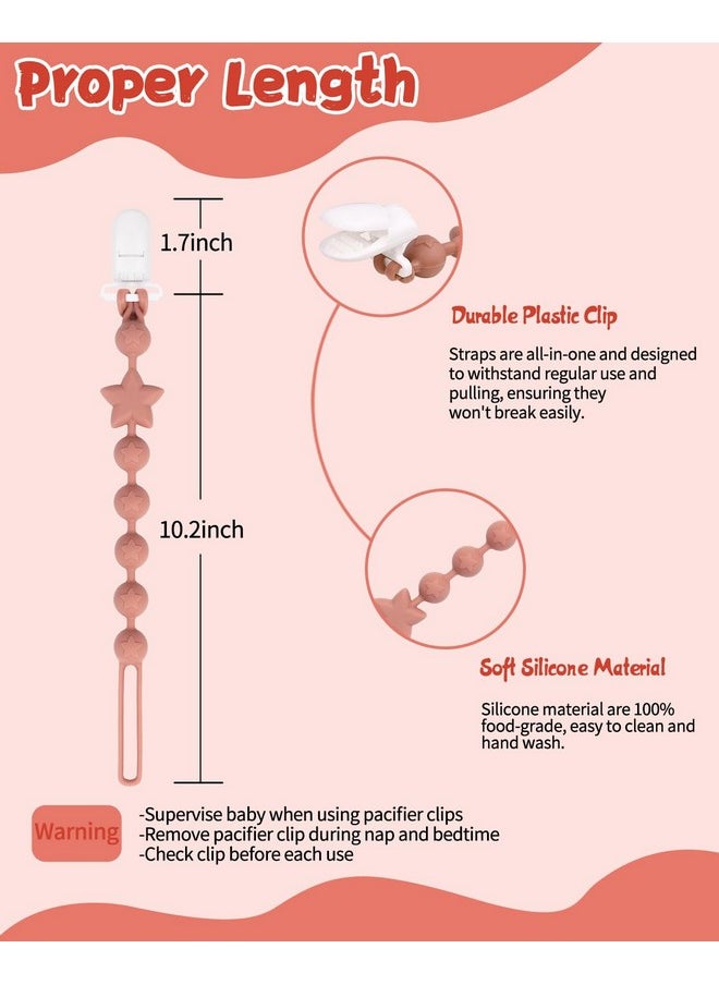 babygoal - Silicone Pacifier Clips 4 Pack, Pacifier Holder Clip For Baby Boy Girl Fits All Pacifier,Binky,Teething Toys And Teether-Neutral Color 4Gjs16-B - Image 1