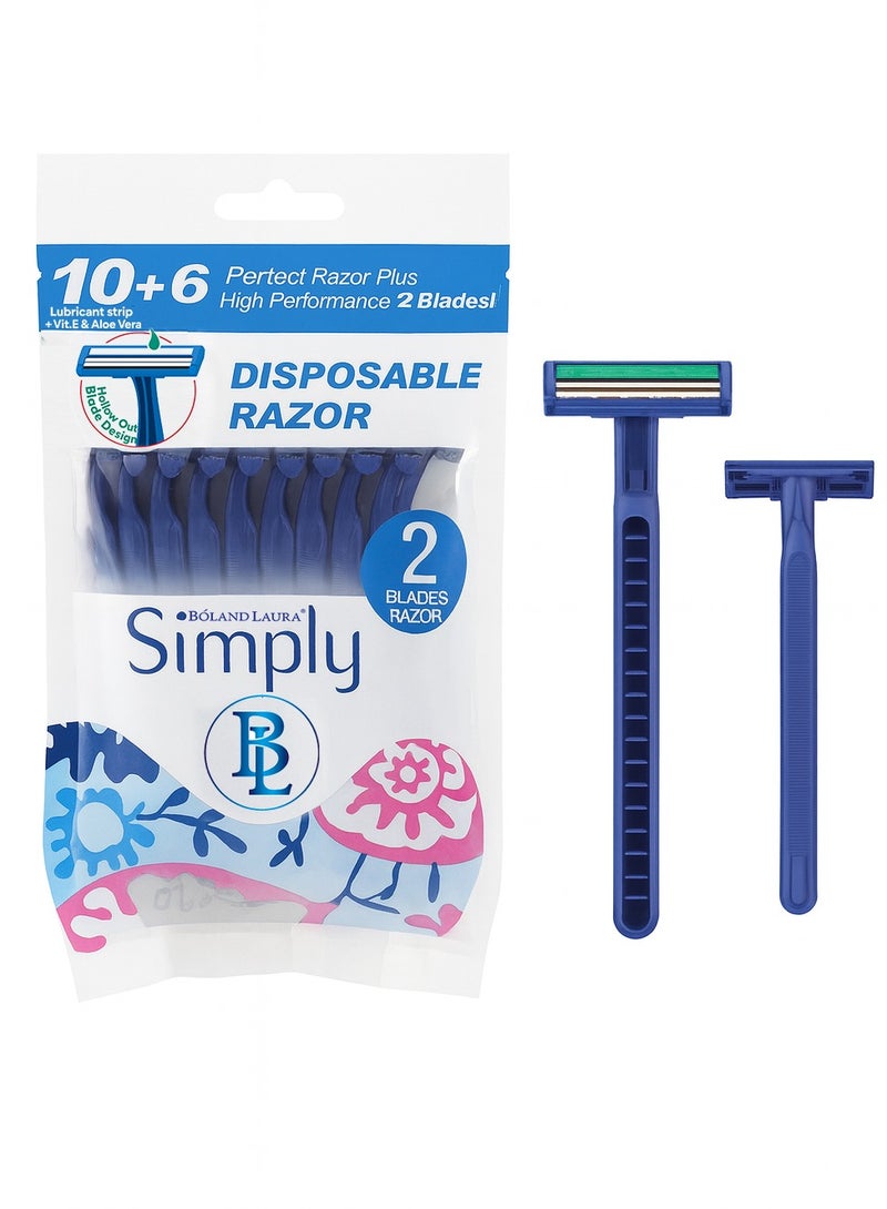 BOLAND LAURA DOUBLE BLADE RAZORS EXPERIENCE REAL SHAVING DISPOSABLE RAZORS WITH LUBRICANT STRIP - Image 1