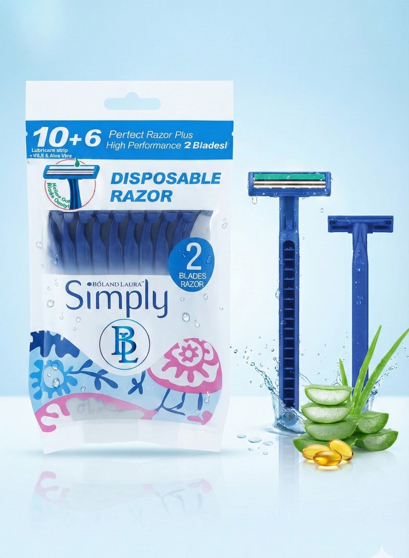 BOLAND LAURA DOUBLE BLADE RAZORS EXPERIENCE REAL SHAVING DISPOSABLE RAZORS WITH LUBRICANT STRIP - Image 2