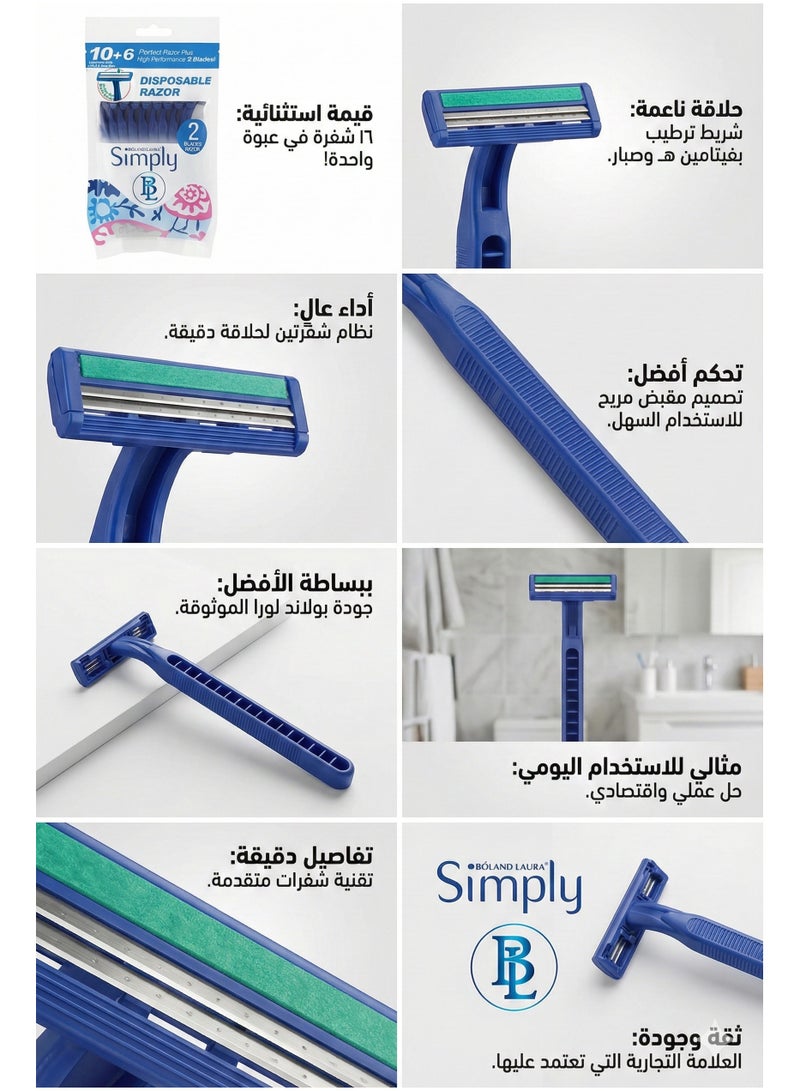BOLAND LAURA DOUBLE BLADE RAZORS EXPERIENCE REAL SHAVING DISPOSABLE RAZORS WITH LUBRICANT STRIP - Image 3