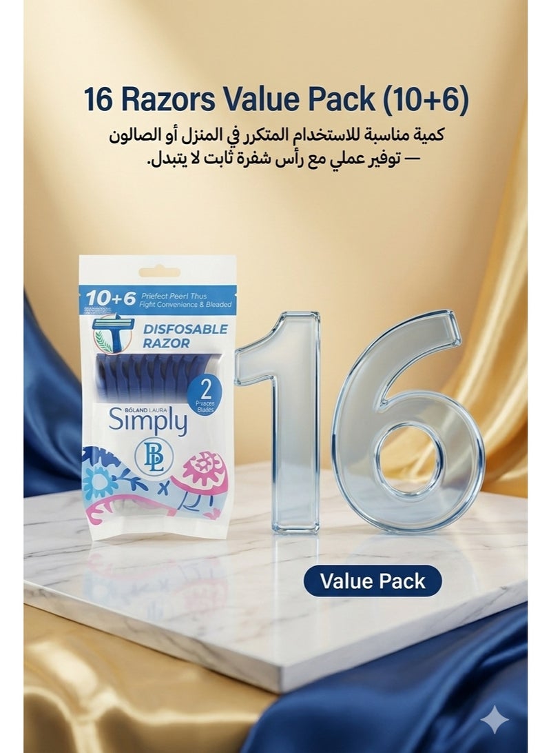 BOLAND LAURA DOUBLE BLADE RAZORS EXPERIENCE REAL SHAVING DISPOSABLE RAZORS WITH LUBRICANT STRIP - Image 5