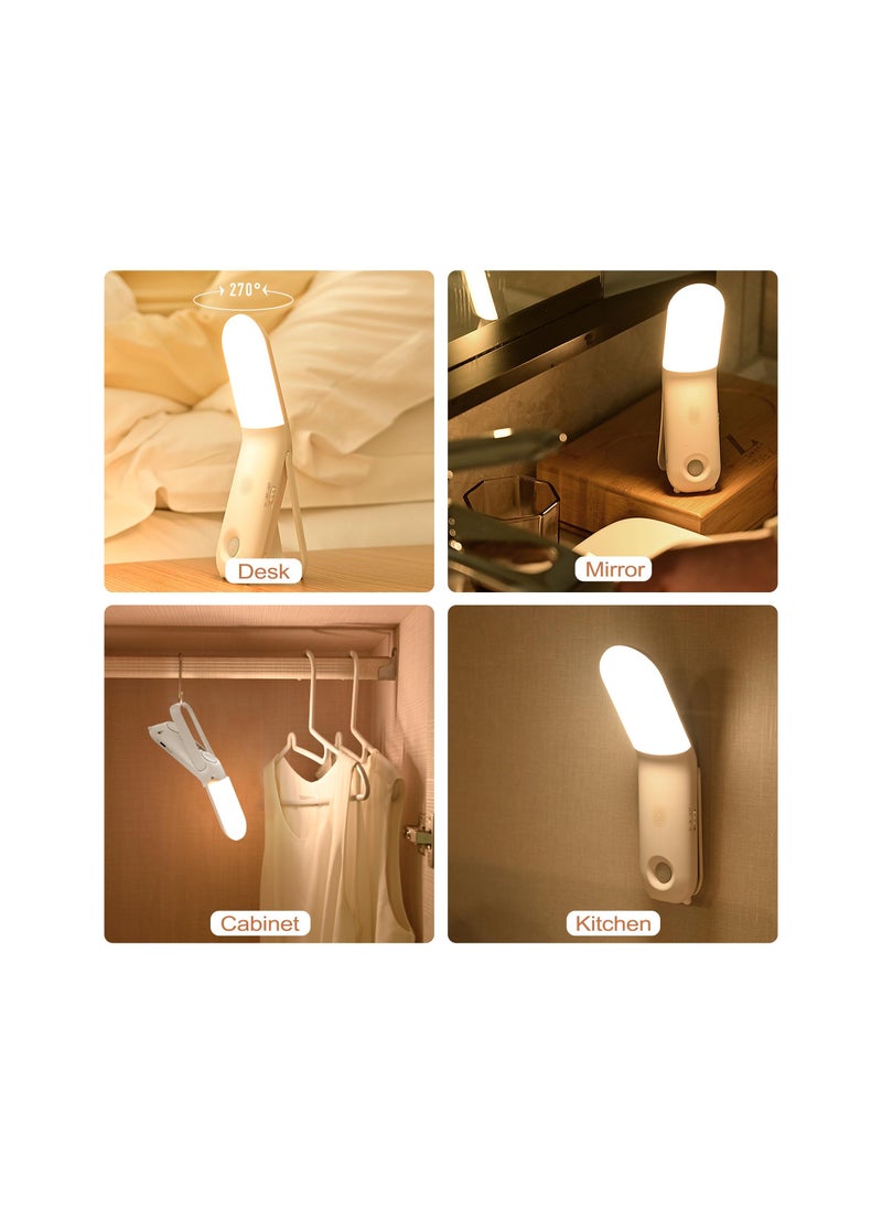 SYOSI - Motion Sensor Night Light, Dimmable Night Light with Touch Control, 270°Rotation Wall Mounted Light, Rechargeable Portable Night Light for Bedroom, Cabinet (with 3 Color & 10 Brightness) - Image 1