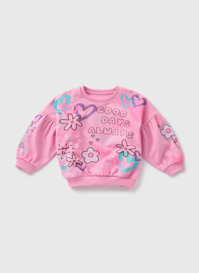 Matalan Girls Pink Graffiti Sweatshirt