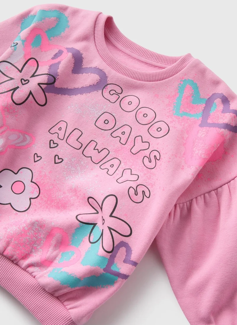 Matalan Girls Pink Graffiti Sweatshirt