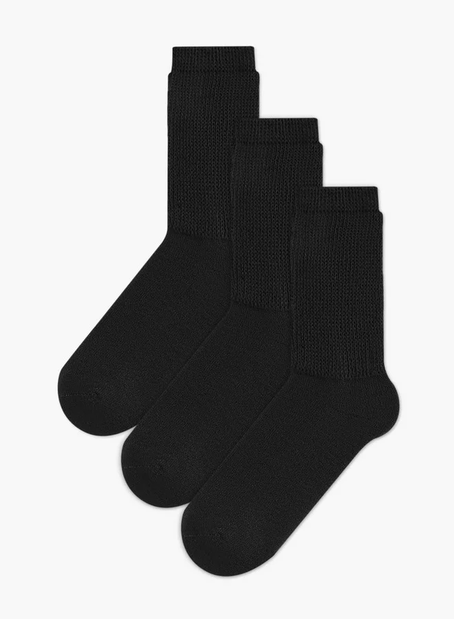 Le Confort Textured Non Terry Crew Length Socks - Set of 3
