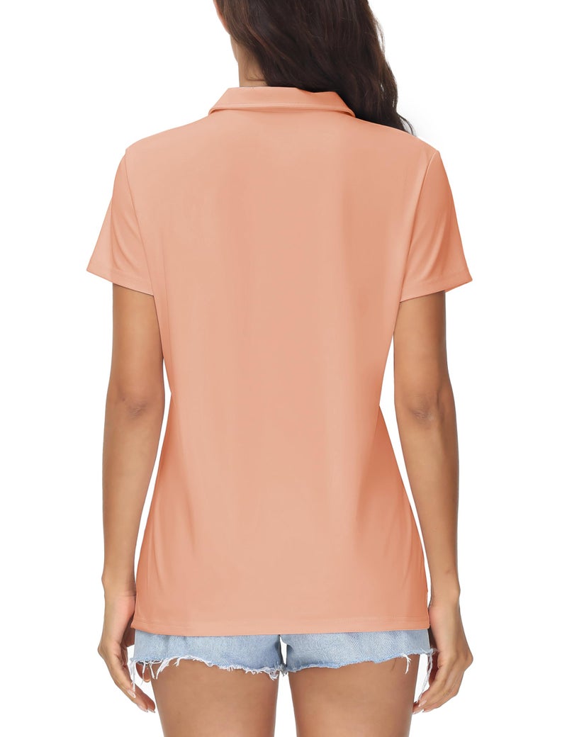 MAGCOMSEN Polo Shirts for Ladies Short Sleeve Tennis T-Shirt Quick Dry Athletic Collared Moisture Wicking Golf Tops,S Apricot - Image 5