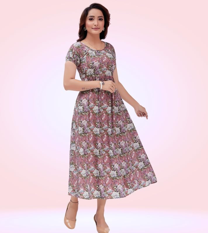 RITIJYA Feeding Kurtis for Women with Zip | Maternity Gown Pregnancy Dress in Poly Viscose for Nursing Mothers | Maternity Wear Feeding Dress Tops(L,Pink, 9025_40) - Image 4