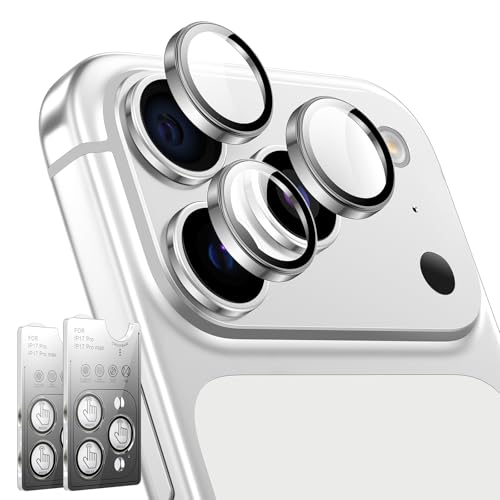 LK 2 Pack for iPhone 17 Pro/17 Pro Max Camera Lens Protector [Top 9H+ Military Grade Shatterproof] One-Click Installation, Ultra-Tough HD, Individual Lens Protectors Scratch-resistant, Silver,2 Pack - Image 1