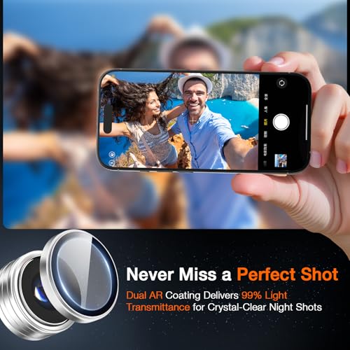 LK 2 Pack for iPhone 17 Pro/17 Pro Max Camera Lens Protector [Top 9H+ Military Grade Shatterproof] One-Click Installation, Ultra-Tough HD, Individual Lens Protectors Scratch-resistant, Silver,2 Pack - Image 4