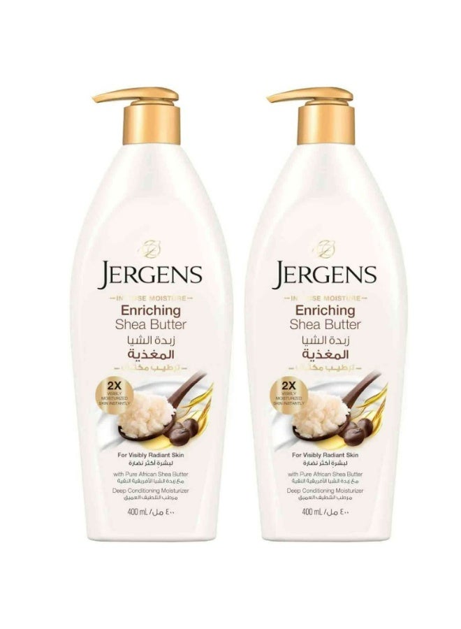 Jergens Intense Moisture Enriching Shea Butter Deep Conditioning Moisturizer, 400 mL, 2 Pack