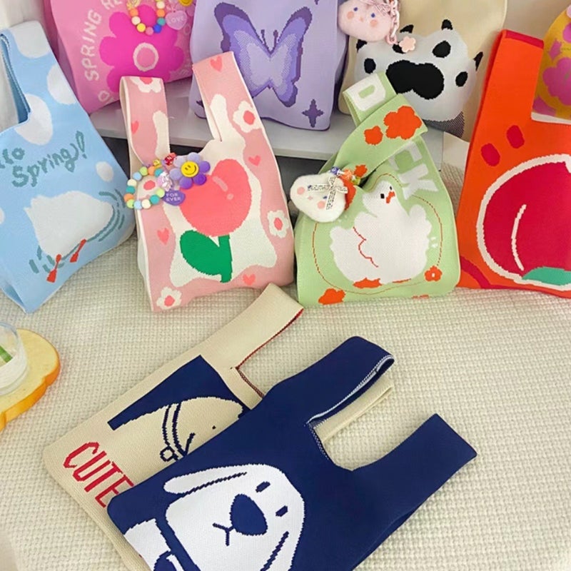 All-Match Portable Knitted Bag Little Red Book Recommend Handbag Cute Style Hand Bag - Image 2