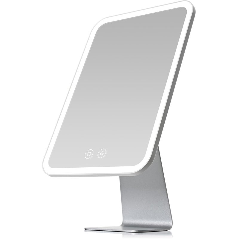 NEZZOE Lighted Makeup Mirror, Metal Table Mirror with Stand, 2000 mAh Rechargeable Vanity Mirror with 3 Colors and Brightness Adjustable, 12 Inch Light up Mirror - Image 1