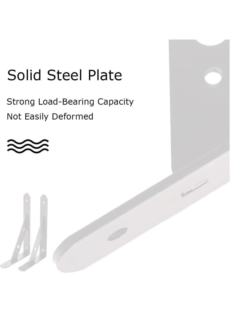 مايل ميلو قطعتان من حوامل الرف على شكل حرف L، من الفولاذ المقاوم للصدأ، شديدة التحمل لدعم الحائط، زاوية قائمة مع مسامير، حوامل زخرفية للطاولات، حوامل للأرفف، باللون الأبيض، المقاس ‎158 × 250 × 25 ملم - Image 4