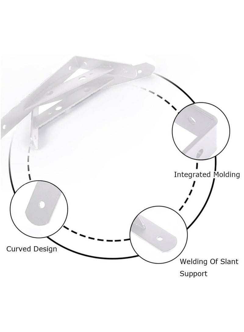 مايل ميلو قطعتان من حوامل الرف على شكل حرف L، من الفولاذ المقاوم للصدأ، شديدة التحمل لدعم الحائط، زاوية قائمة مع مسامير، حوامل زخرفية للطاولات، حوامل للأرفف، باللون الأبيض، المقاس ‎158 × 250 × 25 ملم - Image 3