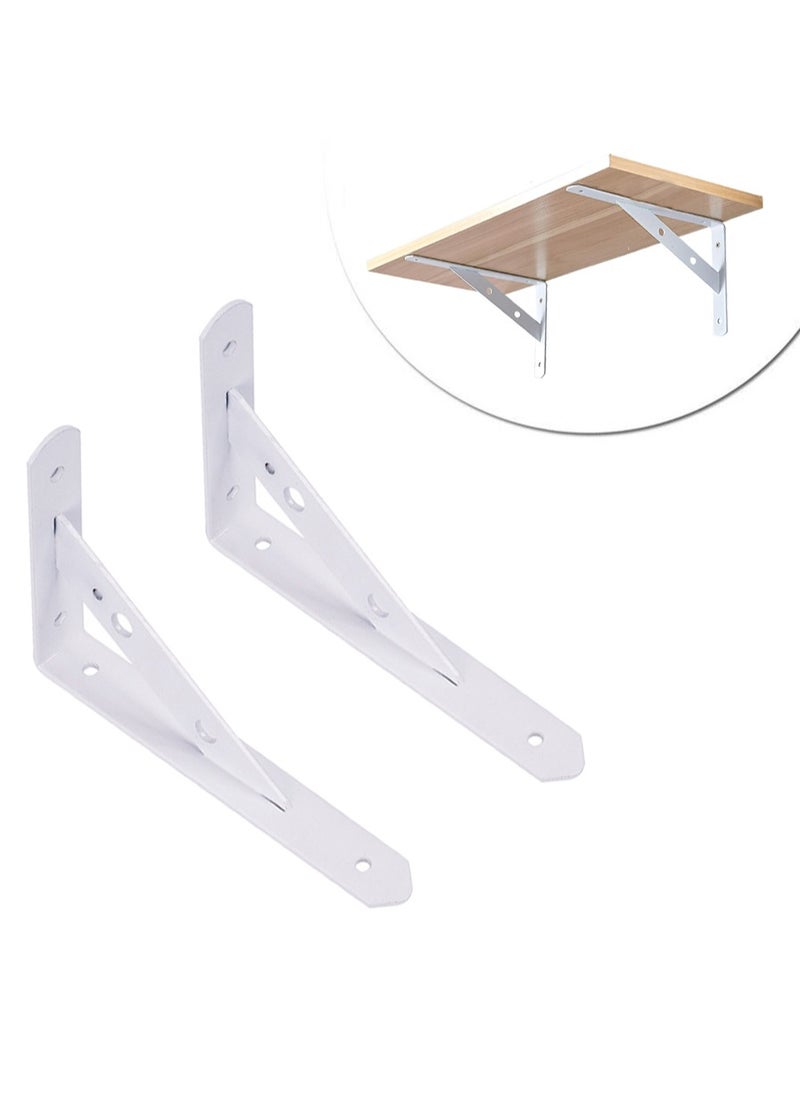 MileMelo 2 Piece L Shelf Bracket,Stainless Steel Heavy Duty Wall Support, Right Angle Corner Brace with Screws, Countertop Decorative Brackets, Brackets for Shelves, White 158 x 250 x 25mm  - Image 1