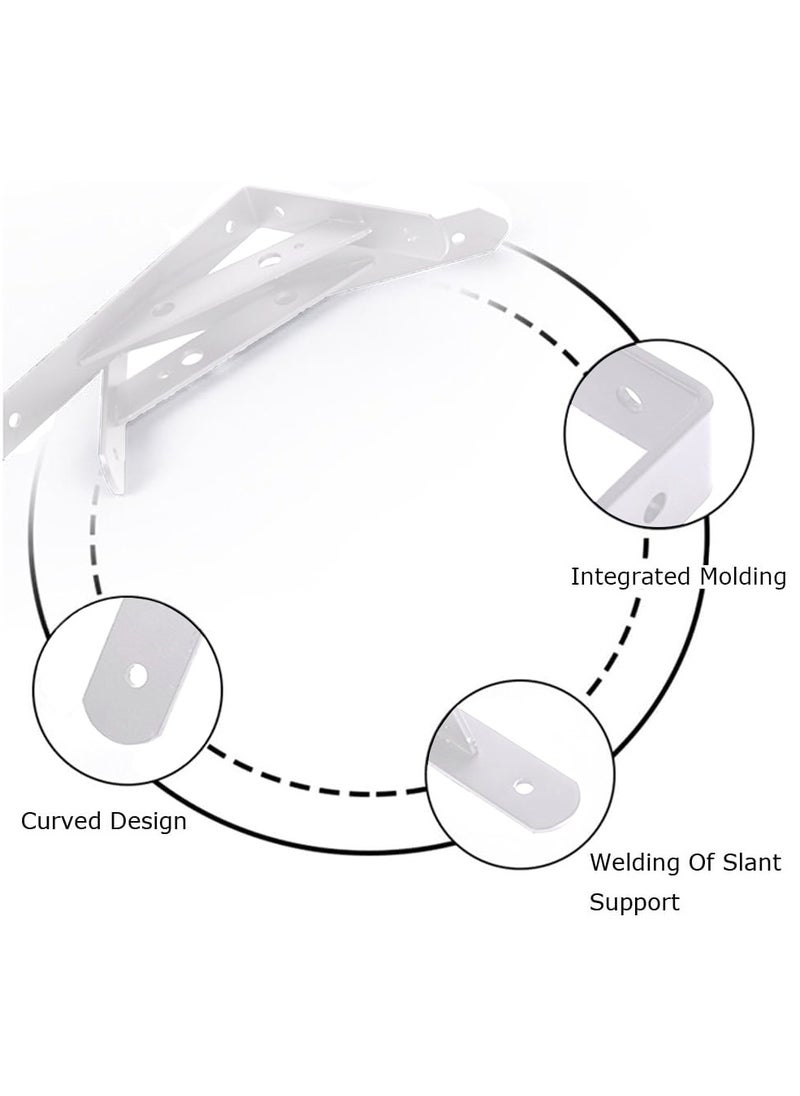 MileMelo 2 Piece L Shelf Bracket,Stainless Steel Heavy Duty Wall Support, Right Angle Corner Brace with Screws, Countertop Decorative Brackets, Brackets for Shelves, White 158 x 250 x 25mm  - Image 3
