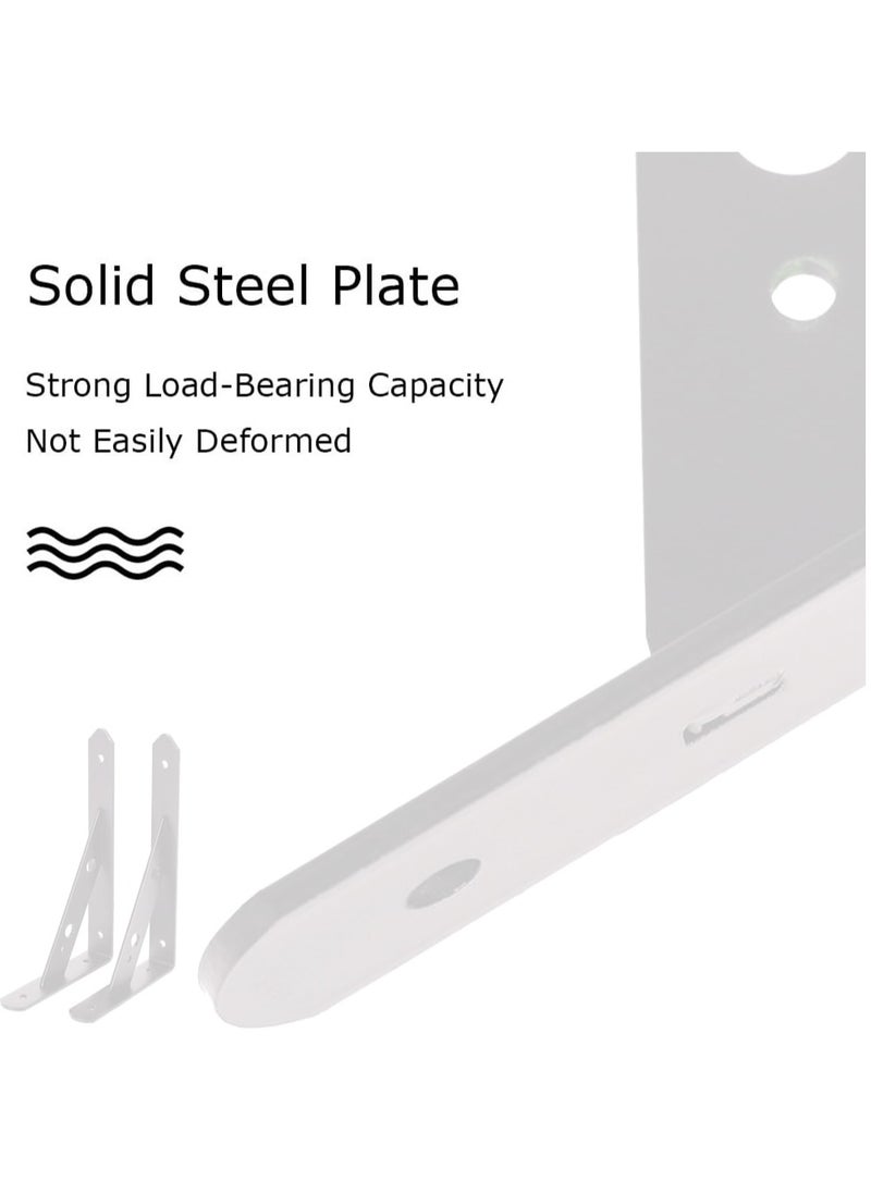 MileMelo 2 Piece L Shelf Bracket,Stainless Steel Heavy Duty Wall Support, Right Angle Corner Brace with Screws, Countertop Decorative Brackets, Brackets for Shelves, White 158 x 250 x 25mm  - Image 4