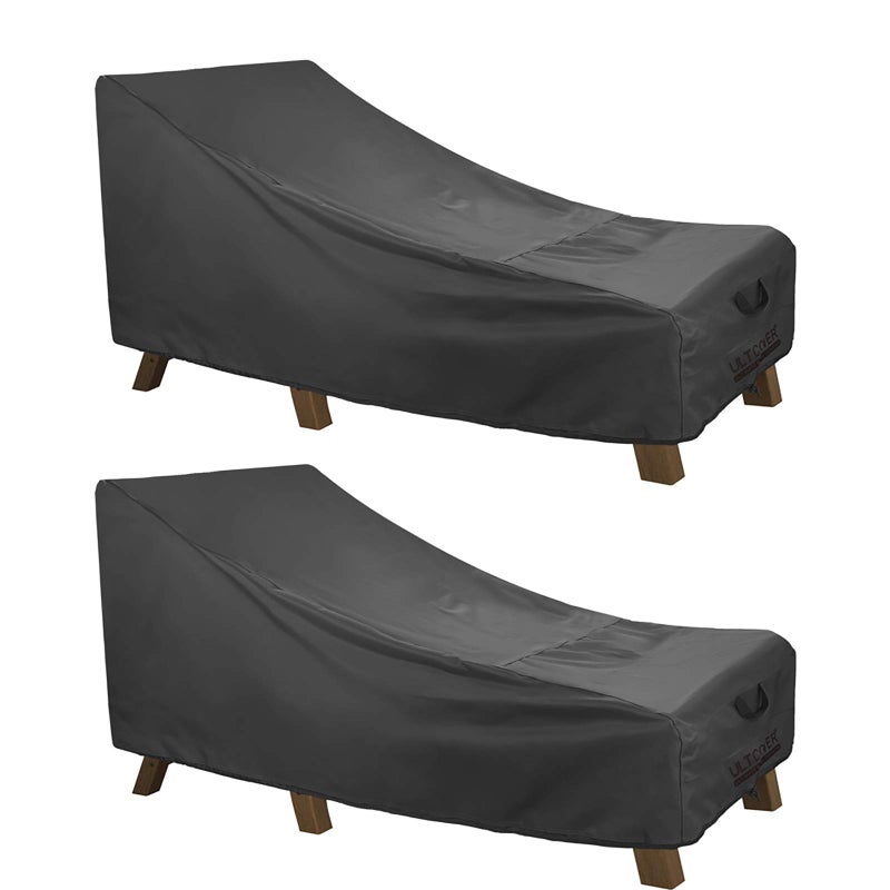 ULTCOVER Waterproof Patio Lounge Chair Cover Heavy Duty Outdoor Chaise Lounge Covers Pack of 2-84 L x 32 W x 32 H inches, Black - Image 1